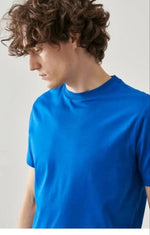 Erkek Düz Penye Tişört Bisiklet Yaka Kısa Kol Regular Fit T-Shirt - Mavi
