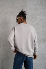 Erkek Düz Bisiklet Yaka 3 iplik Sweatshirt - Boyalı Gri