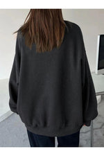 Kadın Düz Bisiklet Yaka 3 iplik Sweatshirt - Siyah