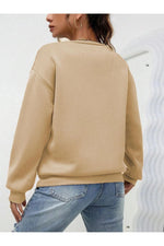 Kadın Düz Bisiklet Yaka 3 İplik  Sweatshirt - Bej