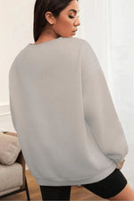 Kadın Düz Bisiklet Yaka 3 İplik Sweatshirt - Boyalı Gri