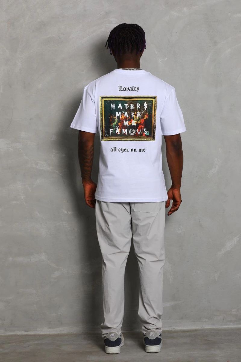 Erkek Kısa kol Baskılı Bisiklet Yaka T-Shirt - Beyaz