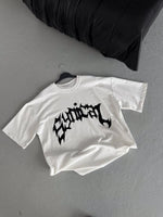 Kadın Baskıkı Bisiklet Yaka T-Shirt - Beyaz