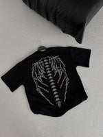 Kadın Baskılı Bisiklet Yaka T-Shirt - Siyah