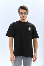 Erkek Baskılı Bisiklet Yaka Kısa kol T-Shirt - Siyah