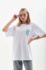 Kadın Kısa kol Oversize Baskılı T-Shirt - Beyaz