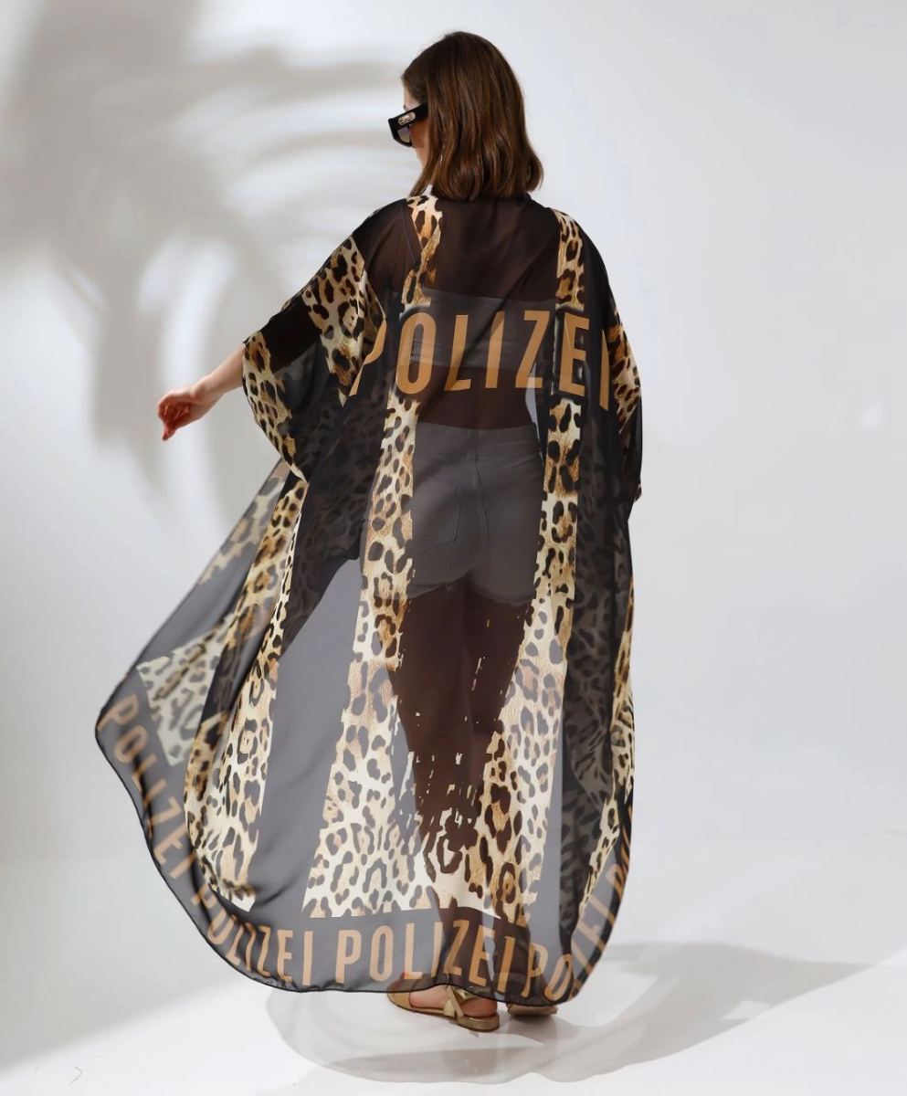 Kadın Rahat Kesim Şifon Kimono - Leopar
