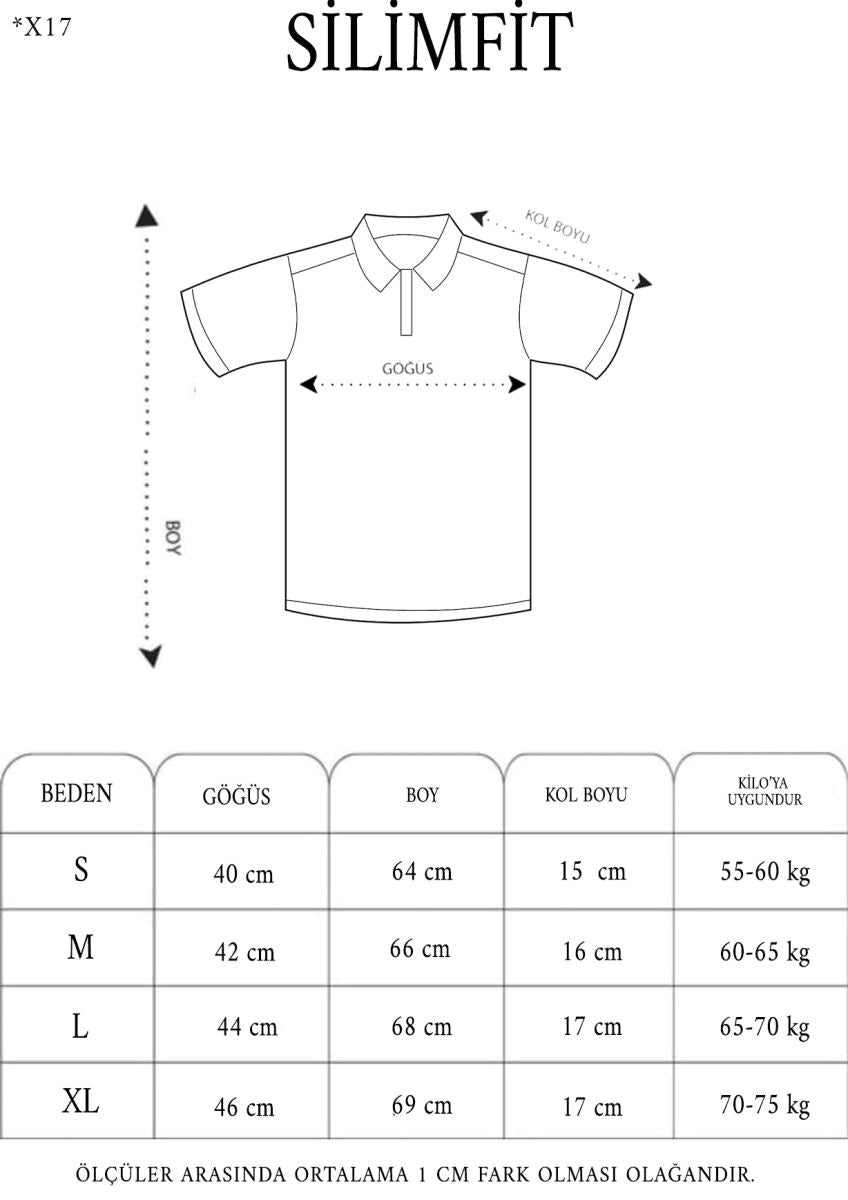 Erkek Polo Yaka tişört Slim Fit Dokuma Çizgili T-Shirt - Mavi