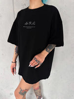 Kadın Baskılı kısa kol Oversize T-Shirt - Siyah