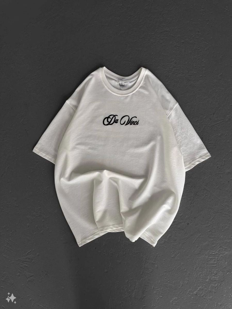 Kadın Baskılı T-Shirt Kısa Kol Bisiklet Yaka Oversize Rahat Kalıp Günlük Tişört - Beyaz