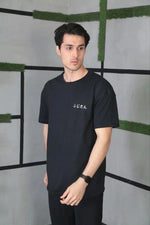 Erkek Kısa Kol Yazlık Tişört Bisiklet Yaka Baskılı Oversize T-Shirt - Siyah