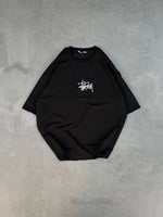 kadın Bisiklet Yaka Baskılı Oversize  Kısa kol T-Shirt - Siyah