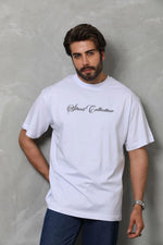 Erkek Bisiklet Yaka Baskılı Kısa Kol  T-Shirt - Beyaz
