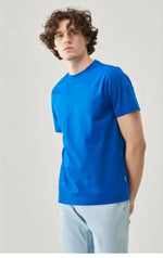 ERKEK Tişört Kısa Kol Düz Bisikilet Yaka Oversize T-shirt - Mavi