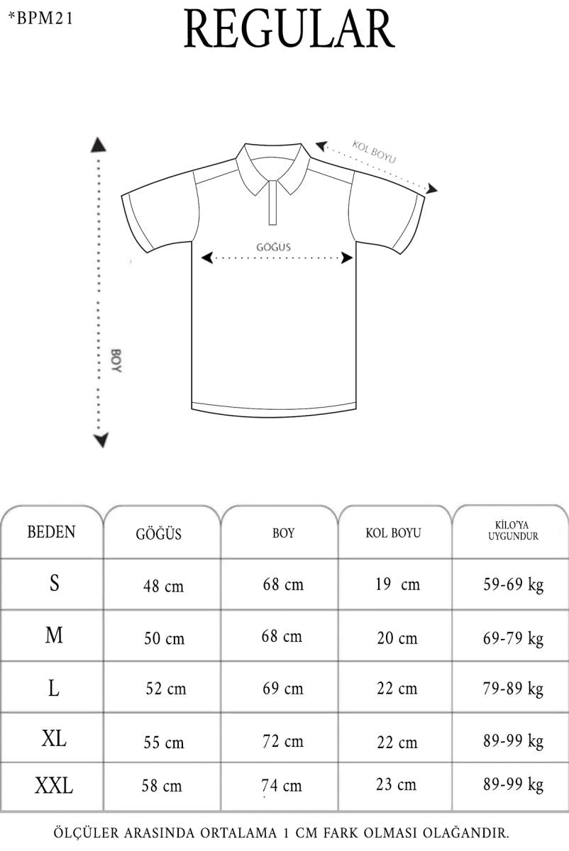 Erkek Polo Yaka Düğmeli Tişört Pike Baskılı T-Shirt - Beyaz