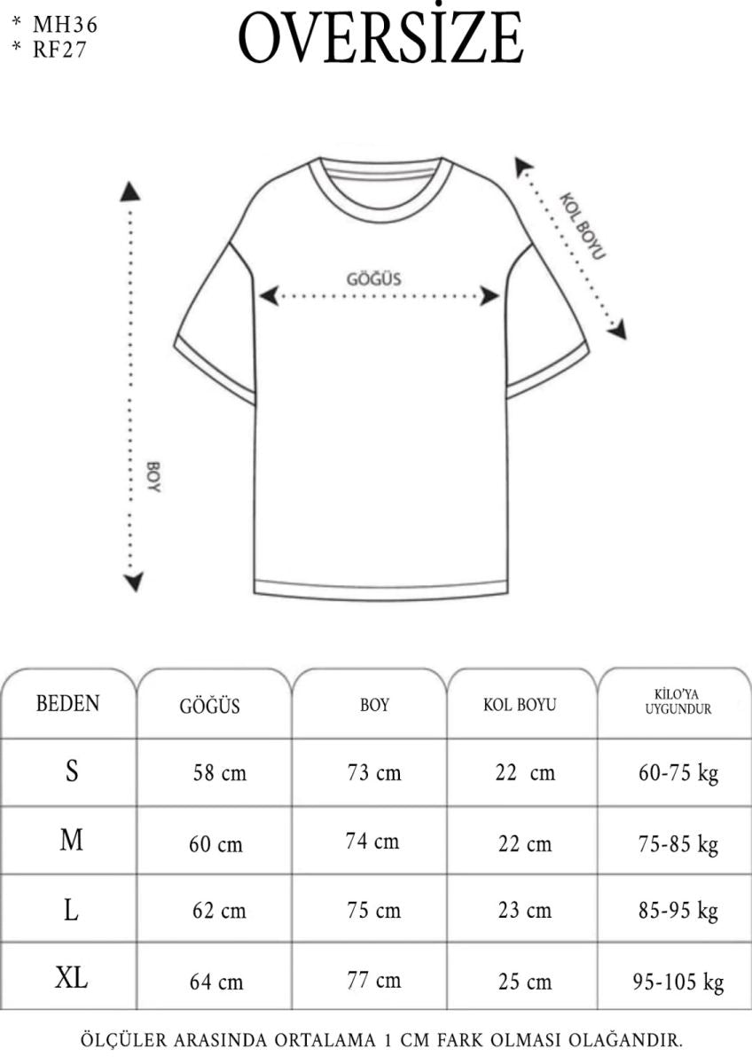 Erkek Kısa Kol Yazlık Tişört Bisiklet Yaka Baskılı Oversize T-Shirt - Beyaz