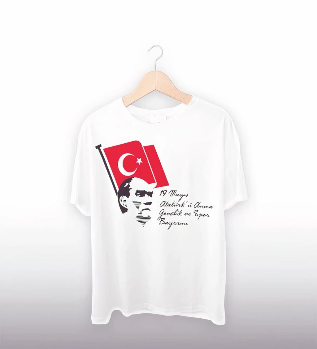 19 Mayıs Baskılı T-shirt - Beyaz