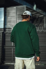 Erkek Bisiklet Yaka 3 İplik Pamuklu Basic SweatShirt - Haki