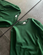 Kadın Kışlık Bisiklet Yaka Üç İplik Basic SweatShirt - Haki