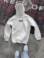 Kadın Kapüşonlu Kanguru Cepli Sweatshirt 3 İplik Pamuklu Baskılı Hoodie - Beyaz