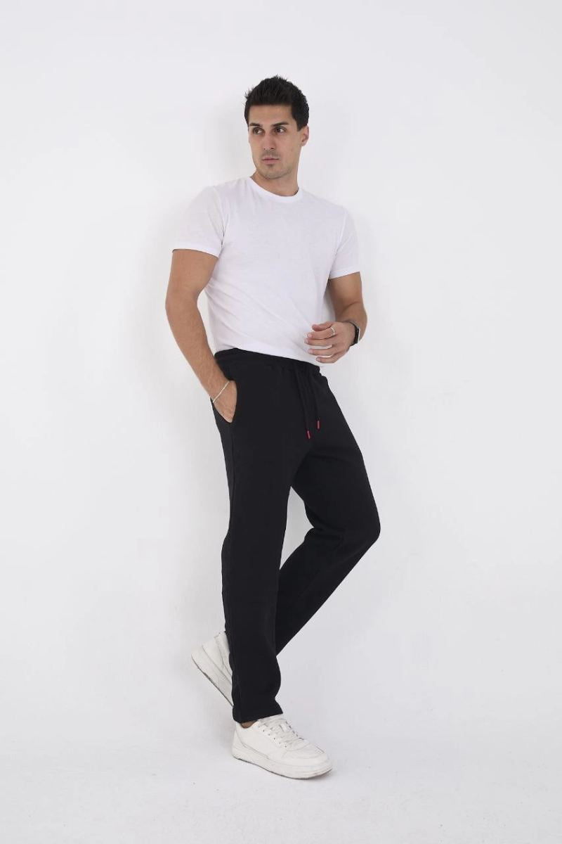 Erkek Üç İplik Basic Eşofman Pantolon - Siyah