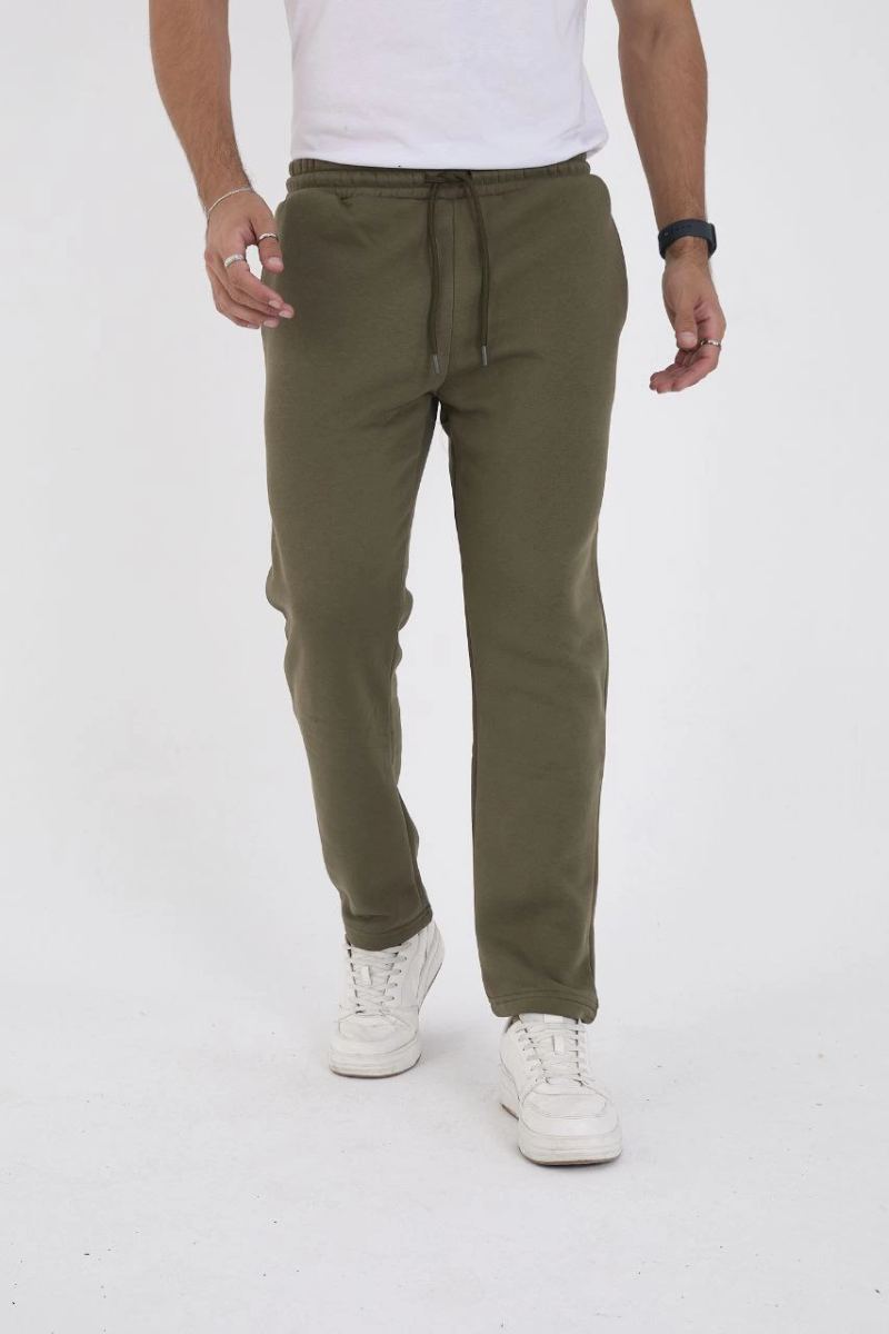 Erkek Üç İplik Basic Eşofman Pantolon - Haki