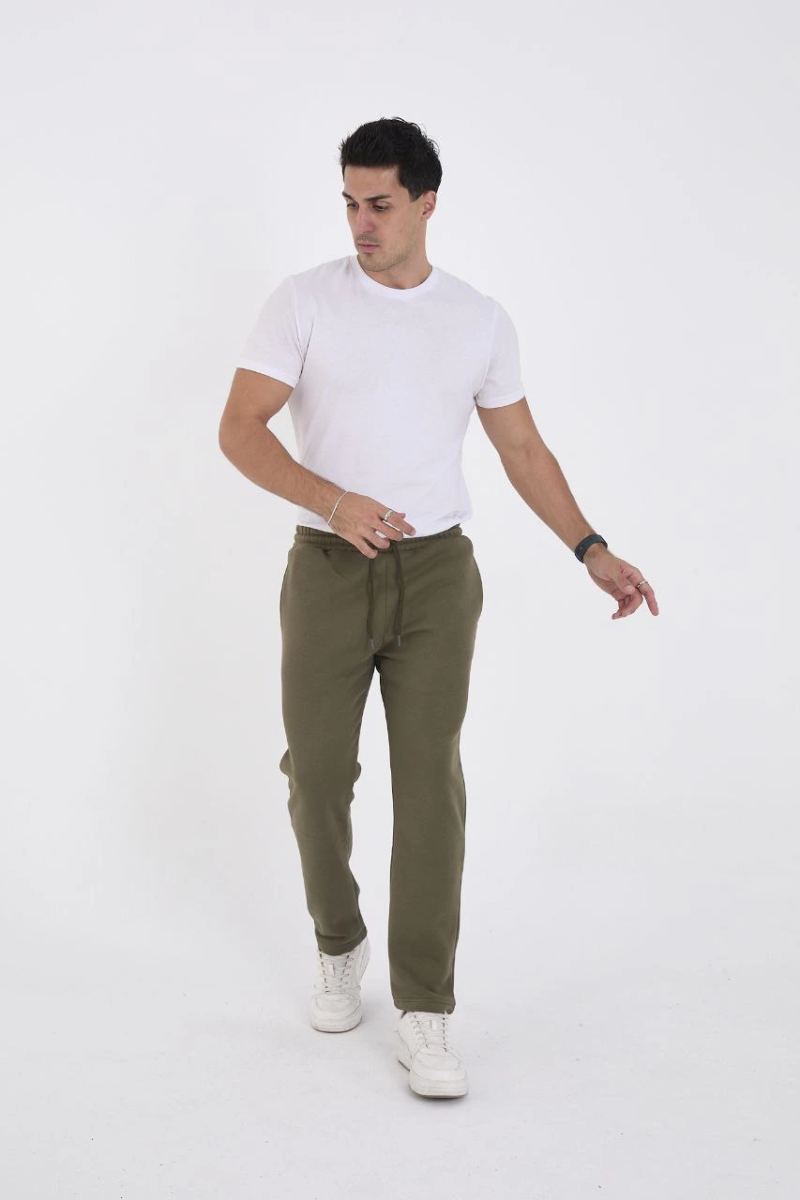 Erkek Üç İplik Basic Eşofman Pantolon - Haki