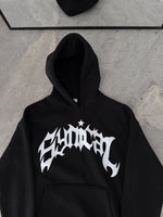 Erkek Kapüşonlu Kanguru Cepli Sweatshirt 3 İplik Pamuklu Baskılı Hoodie - Siyah