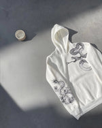Kadın Oversize Kapüşonlu Kanguru Cepli Baskılı 3 İplik Pamuklu Sweatshirt Hoodie -   Beyaz