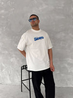 Erkek Ön ve Arka Baskılı T-Shirt Kısa Kol Bisiklet Yaka Regular Fit Tişört -  Beyaz