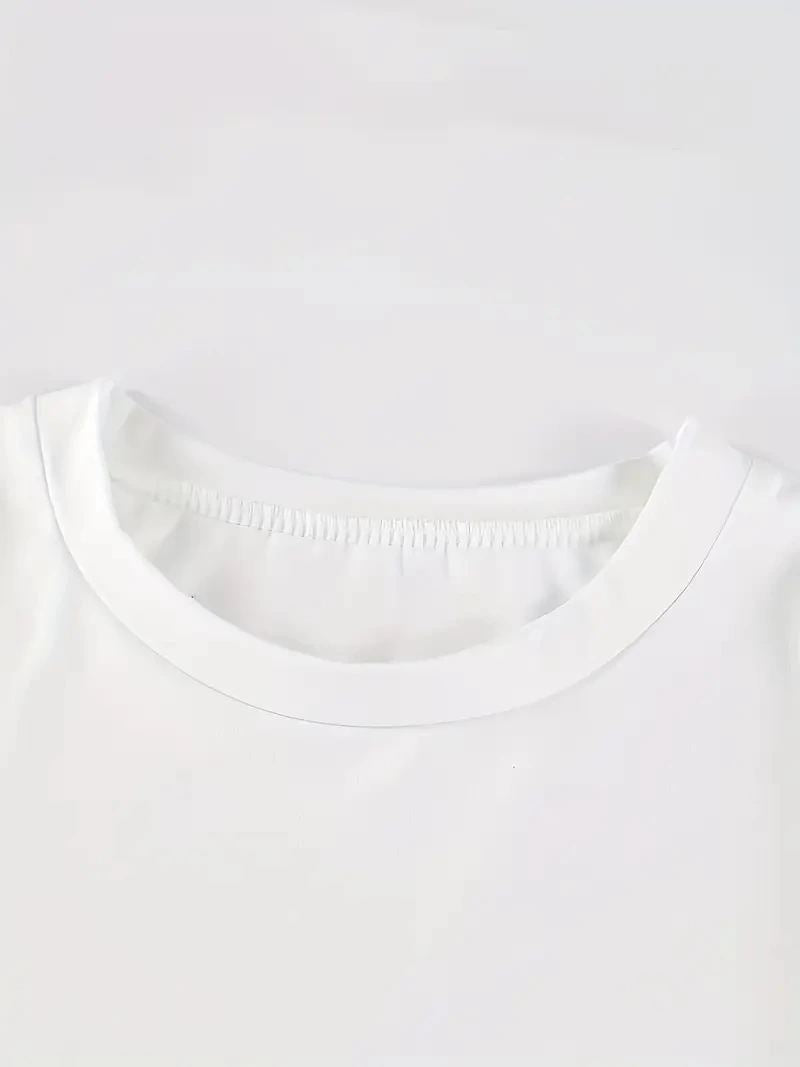 Kadın New York Baskılı Tişort Kısa Kol Bisiklet Yaka T-shirt - Beyaz