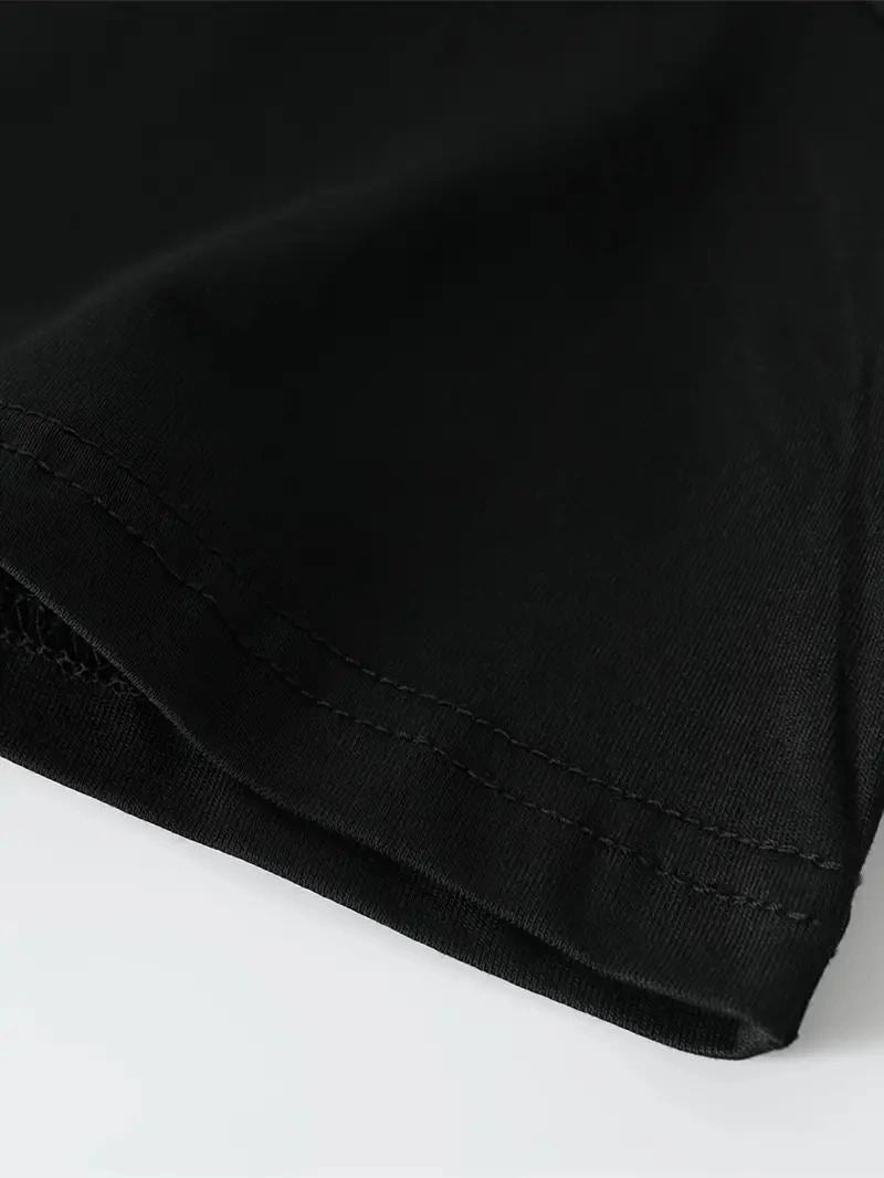 Erkek Baskılı Tişört Kısa Kol Bisiklet Yaka Oversize T-Shirt - - Siyah