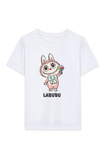 Kız Labubu Çocuk Baskılı T-Shirt - Beyaz