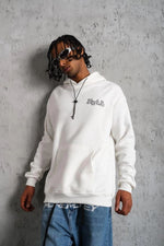 Erkek Kapüşonlu Kanguru Cepli Sweatshirt 3 İplik Pamuklu Baskılı Hoodie - Beyaz