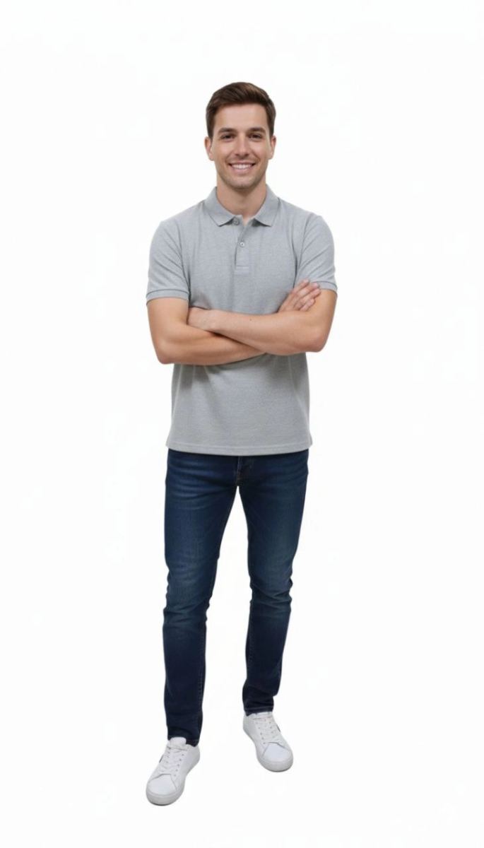 Erkek Polo Yaka Düğmeli Pike Kumaş Tişört Regular Fit Kısa Kol T-Shirt - Gri