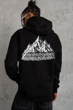 Erkek Nihilist Penguen Baskılı 3 İplik Pamuklu Kapüşonlu Sweatshirt Hoodie Siyah