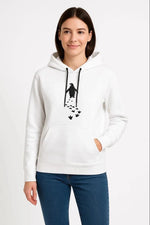 Kadın 3 İplik Pamuklu Kapüşonlu Hoodie Sweatshirt Nihilist Penguen Baskılı - Beyaz