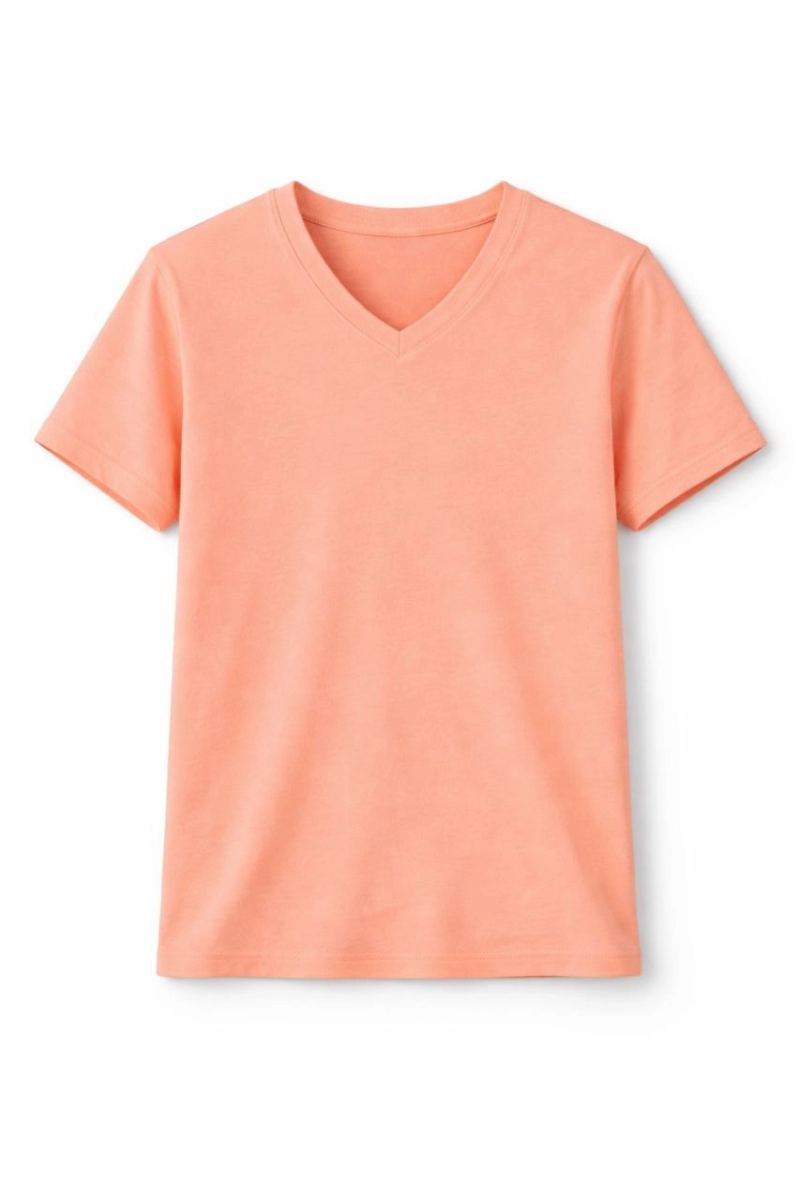 Genç Erkek Çocuk V Yaka Tişört Model - Toz Pembe