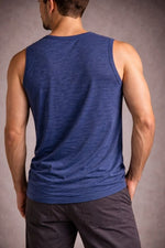 Erkek Flamlı Kumaş Kolsuz Atlet Günlük Fitness Spor T-Shirt - İndigo