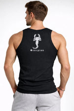 Erkek Spor Slimfit Fitilli Kaşkorse Arka Basklı Atlet 2'li Set Siyah-Mint Yeşili